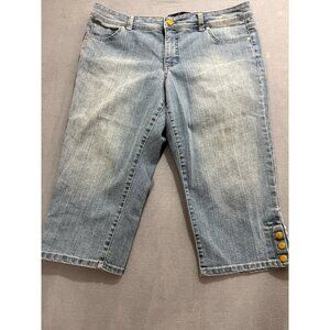 Gloria Vanderbilt Women's Cropped Leg Jeans Ankle Button Blue Size 14P